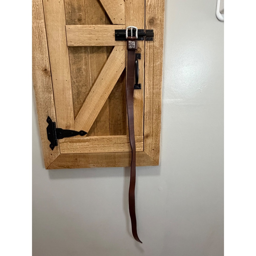 Ducks Unlimited Mens Oil Tanned Harness Leather Belt Brown Silver Buckle 36